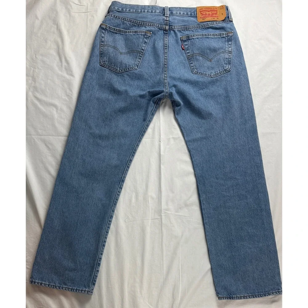 Levis 501 Original Fit Jeans Mens 34x30 Medium Wash Blue‎ Button Fly